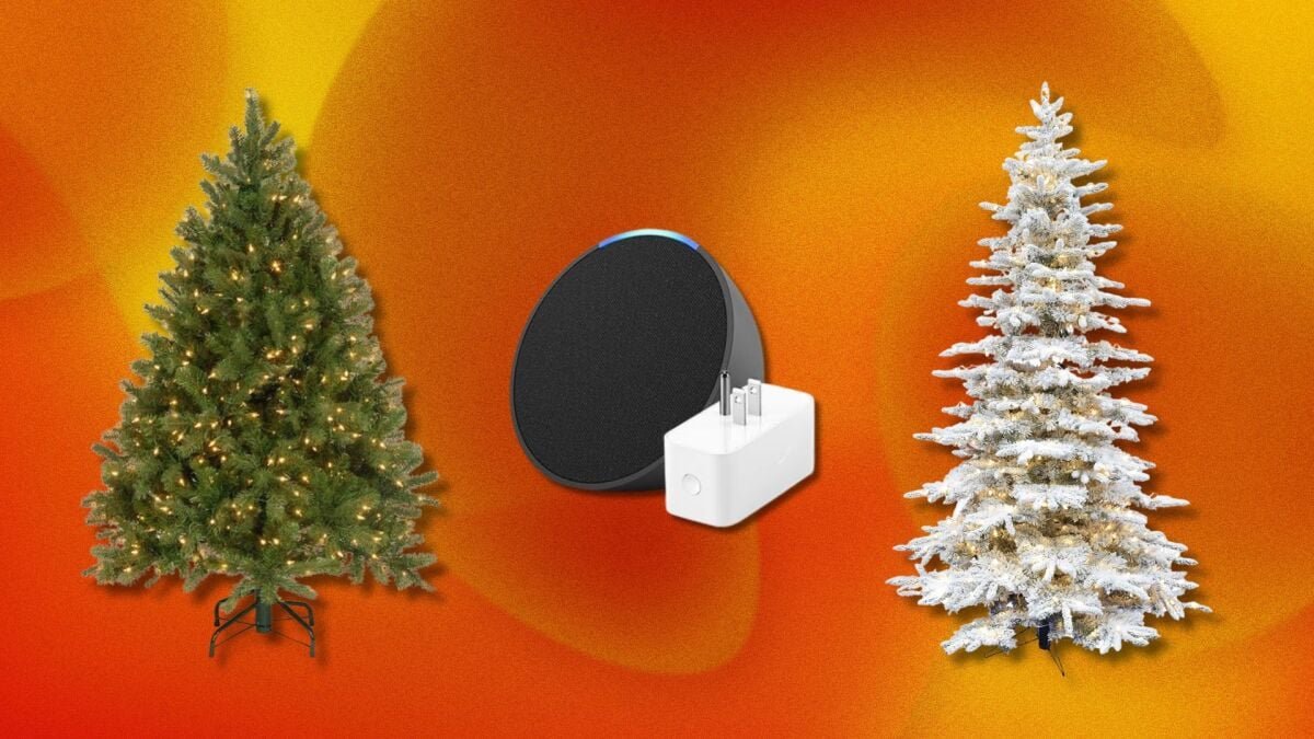 Get a free Echo Pop and smart plug with artificial Christmas tree purchase at Amazon