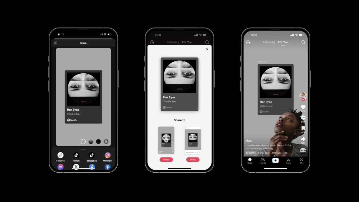 'Share to TikTok' feature lets you share from Spotify and Apple Music